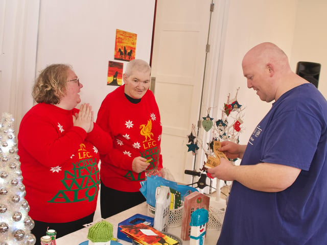 Checking out the goods on offer.