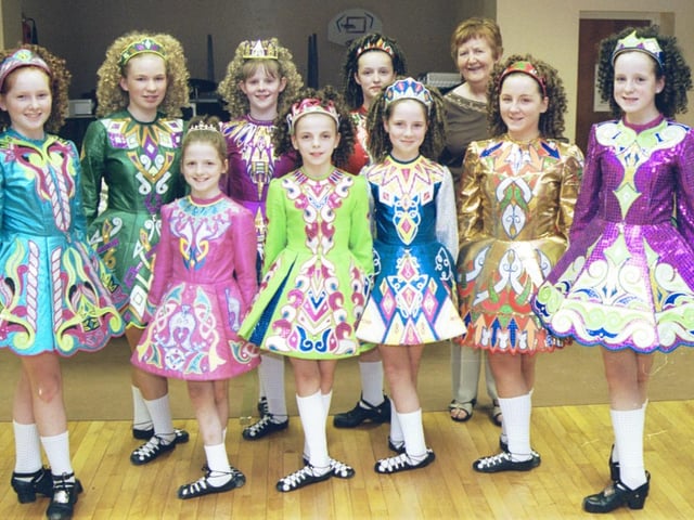 The Marie Barrett-Gallagher Irish School of Dancing team which performed at the Bishop Street reunion included: Jenny O'Hara, Emma O'Hara, Mary Coulter, Lisa Duffy, Megan Tinney, Emma-Lee Logue, Rhonda Logue, Dervla Gallagher and Natasha O'Kane. 050603HG16