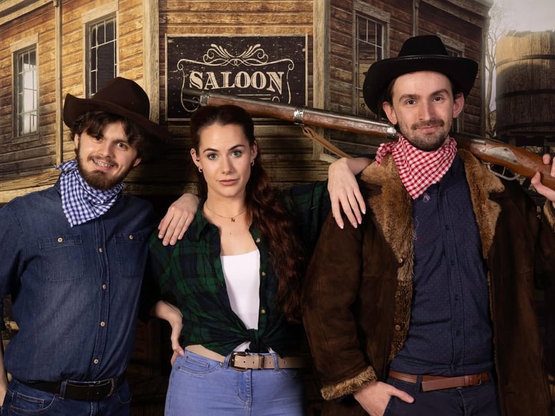 Leon Cullen as Ike, Natalie Trafford as Gertie and Joshua Donnell as Slim.
