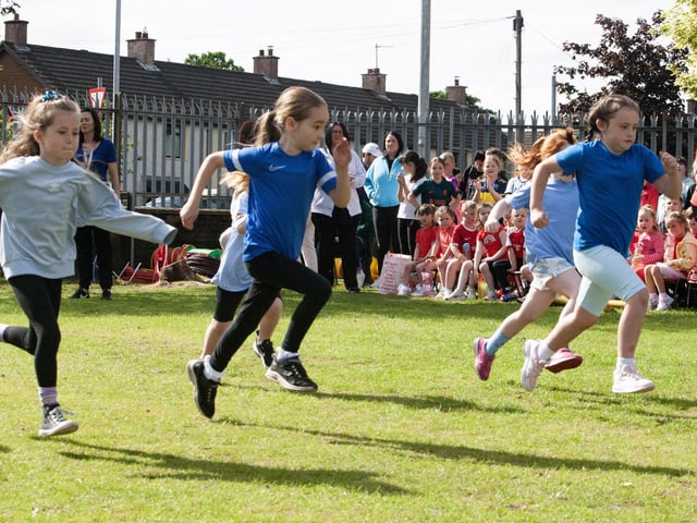 Tight margins in one of the girls races at Greenhaw Primary School Annual Sports Day. (Photos: Jim McCafferty Photography)