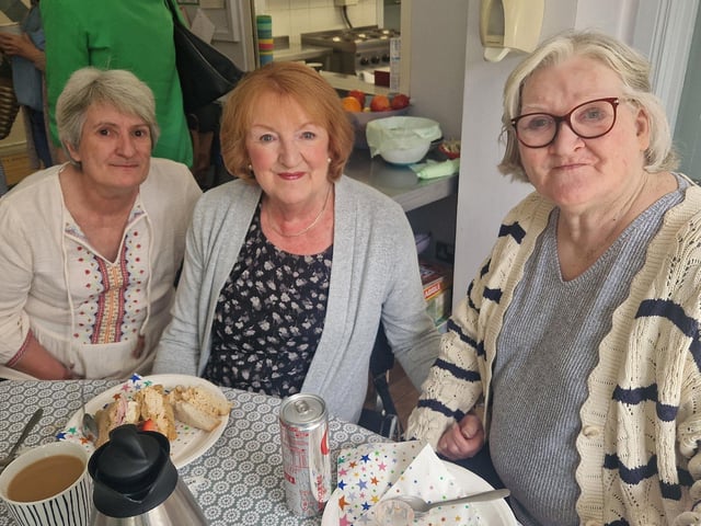 Tracy, Sally and Ann pictured at the celebrations. Ann Armstrong (right) says the 30 years she has lived in Dunvale House have been the happiest years of her life.