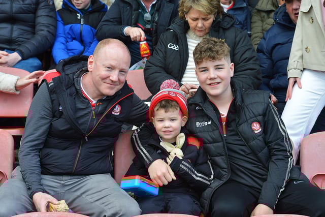Fans in Celtic Park on Sunday afternoon for Derry's National football League game against Mayo. Photo: George Sweeney