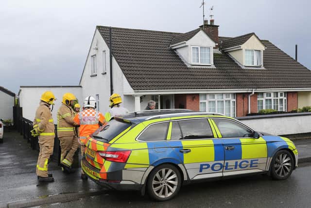 Press Eye - Belfast - Northern Ireland - 14th January 2023 -
General view of the Emergency services at the scene of a suspected gas explosion in the Kylemore Park residential area of Derry. Photo by Lorcan Doherty / Press Eye.
Photo by Lorcan Doherty / Press Eye.