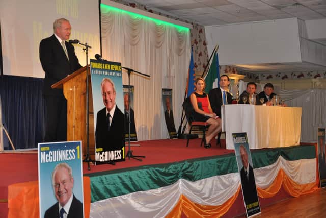 Martin McGuinness addressing a rally in Letterkenny during his Presidential election campaign in 2011.