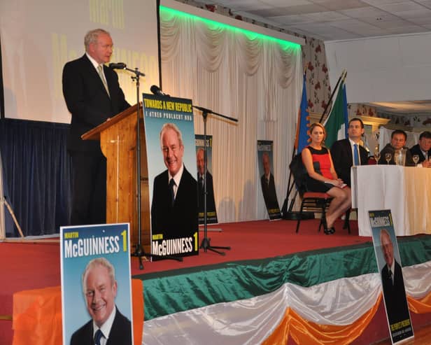 Martin McGuinness addressing a rally in Letterkenny during his Presidential election campaign in 2011.