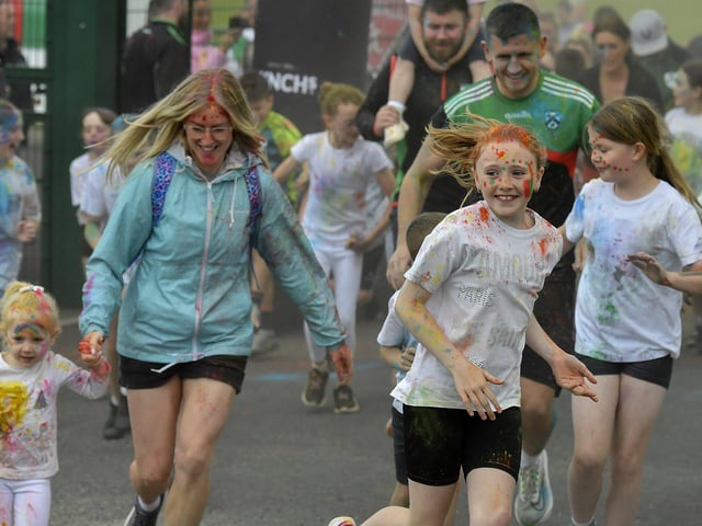 Children’s ‘Colour Dash’ at Na Piarsaigh prior to the club’s Dermot McCrossan Canter the Corrody 5km event, held on Sunday evening last. Photo: George Sweeney