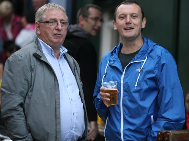 Kevin McLaughlin, enjoying a pint on Sunday, spots our photographer in Waterloo Place. DER3313JM035