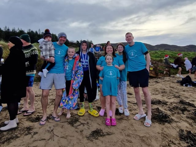 Fundraising families the Nicell, McAdams and Boyles (who ran all the way from Derry).