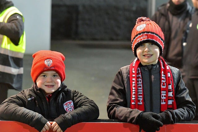 Derry City fans at the Ryan McBride Brandywell Stadium for the game against Dundalk on Friday evening last. Photo: George Sweeney. DER2310GS – 037