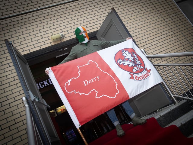 DJ Provai pictured on his arrival for Sunday's homecoming screening of Kneecap at Brunswick Moviebowl. The event was part of Feile 24. (Photos: Jim McCafferty Photography)