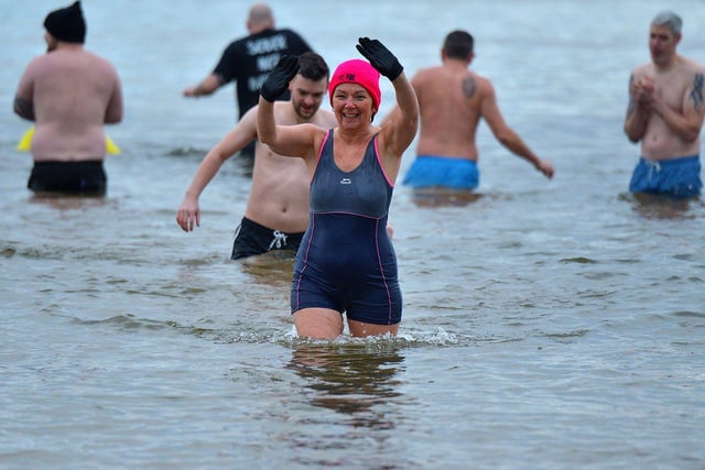 Enjoying the annual ARC Fitness New Year's Day Charity Swim at Lisfannon beach.  Photo: George Sweeney. DER2301GS  06