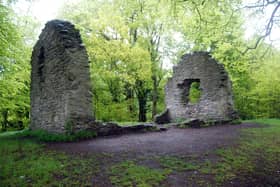 The ruins of St. Brecan's Church in St. Columb's Park.