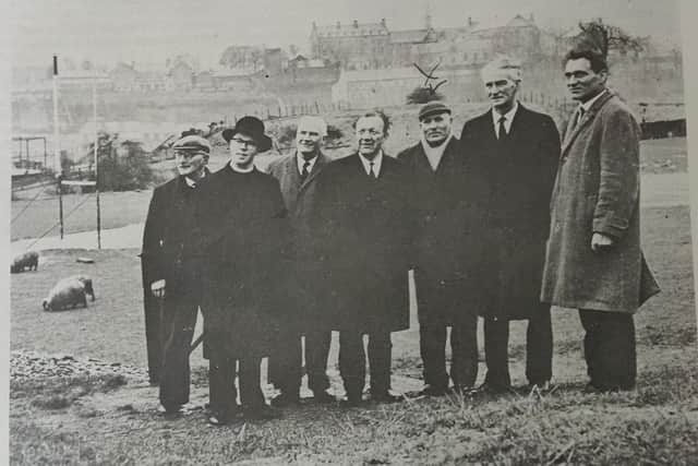 On a visit to Celtic Park in the '40s are (from left) J McBride, Brother McDermott, Alphonsus Deane, S. O'Siochain, B McFadden, Alfie Murphy (GAA President) and Tommy Mellon.