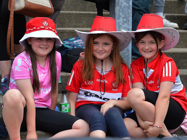 Young fans at Derry’s game against Armagh on Sunday. Photo: George Sweeney