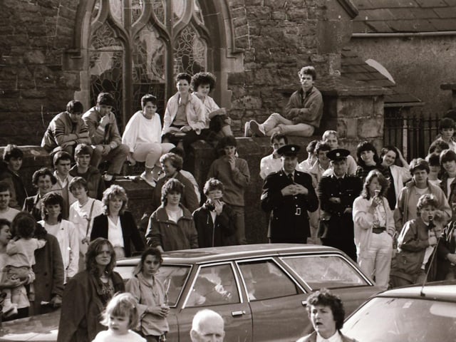 Crowds gather for Buncrana Live Aid in September 1985.