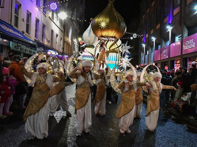 The Derry Magical Christmas procession makes its way around the city centre on Friday evening. Photo: George Sweeney