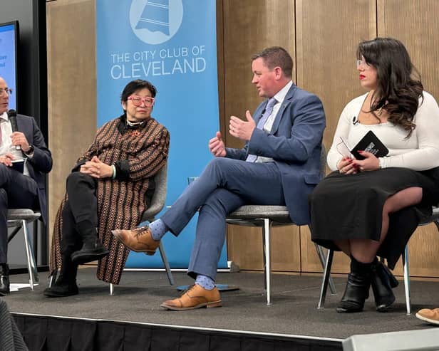 Mark Owen, second from right, at a City Club of Cleveland panel discussion in Ohio.