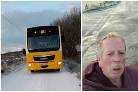 Some of the treacherous road conditions school bus driver and local Alliance Councillor Philip McKinney has encountered on his school runs so far this winter.