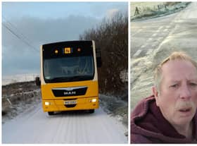 Some of the treacherous road conditions school bus driver and local Alliance Councillor Philip McKinney has encountered on his school runs so far this winter.