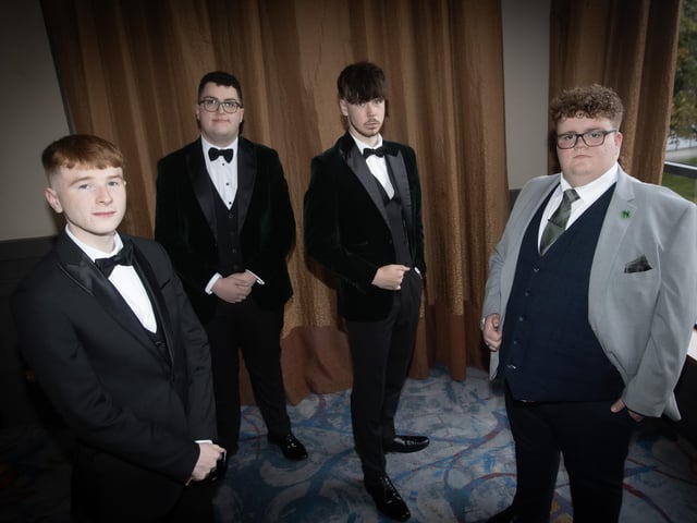 Group pictured at the St. Joseph's Annual School Formal at the City Hotel on Friday night last. From left, Dara Rogan, Dara Doherty, Matthew Doherty and Tristan Doran. (Photos: Jim McCafferty Photography)