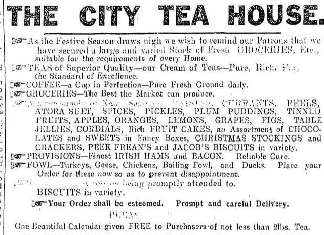 David Best and Son, The City Tea House, Sackville Street.