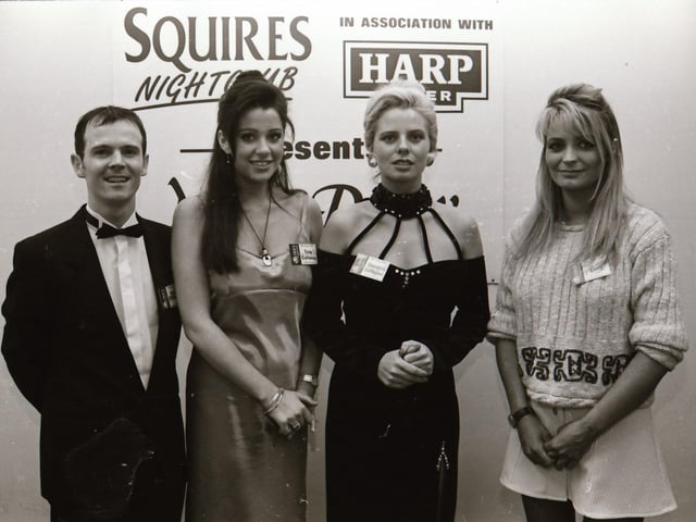 The finalists of the 1995 Miss Derry competition pictured at the final in Squires Nightclub.