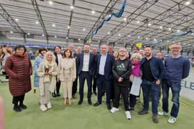 Colum Eastwood with his SDLP colleagues pictured at the count centre in Magherafelt.