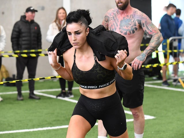 Competitor in the Hyrox Fitness Challenge held at Sean Dolans GAC on Saturday. Photograph: George Sweeney