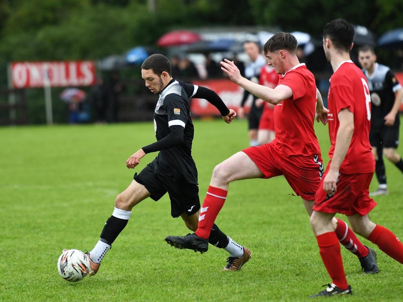 Sam Watton on the ball for Maiden City during their O'Neills Foyle Cup Under-19's final against Carndonagh at Ardmore.