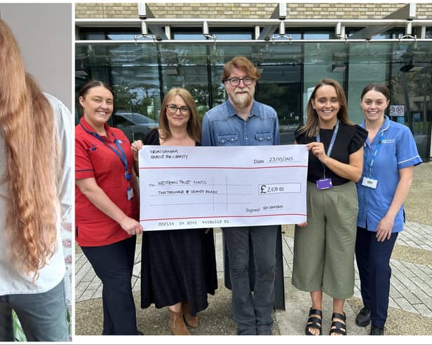 Pictured lef to right: Kimberley Deeney, Ward 50 Manager, Louise Montgomery, Wilson Graham, Aine McAlary, Assistant Nursing Service Manager/Lead Nurse and Lisa Patton, Staff Nurse.