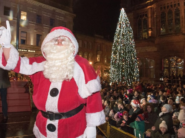 Santa who made his arrival during the Christmas Lights Switch on in Derry. Picture Martin McKeown. Inpresspics.com. 23.11.17