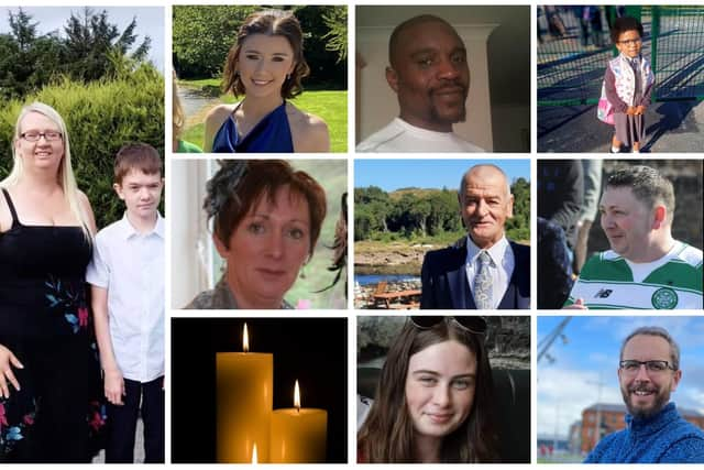 The ten people who died in the explosion in Creeslough. Left: Catherine O Donnell (39) and her son James Monaghan (13). Top left to right: Jessica Gallagher (24), Robert Garwe (50) and his daughter Shauna Flanagan Garwe (5). Middle row left to right: Martina Martin (49), Hugh Kelly (59) and Martin McGill (49). Bottom row: Leona Harper (14) and James O Flaherty (48).