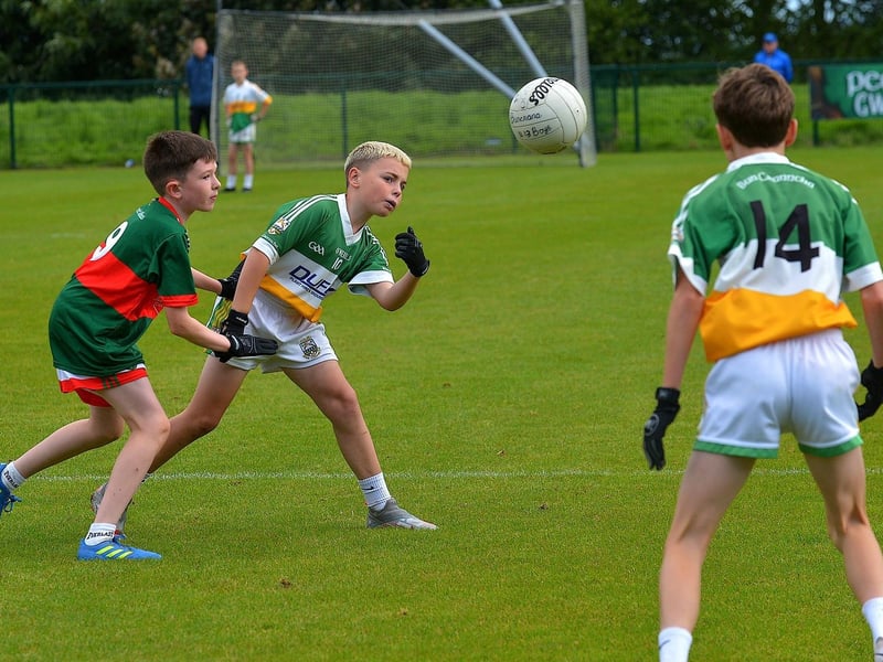 Buncrana take on Slaughtmanus during the John McChrystal Cup, held at Doire Trasna, on Saturday morning last. Photo: George Sweeney. DER2332GS - 57
