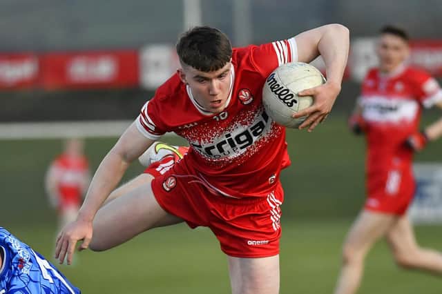 Eamon Young hit 0-5 in the Ulster semi-final defeat Tyrone at Owenbeg on Wednesday. Photo: George Sweeney