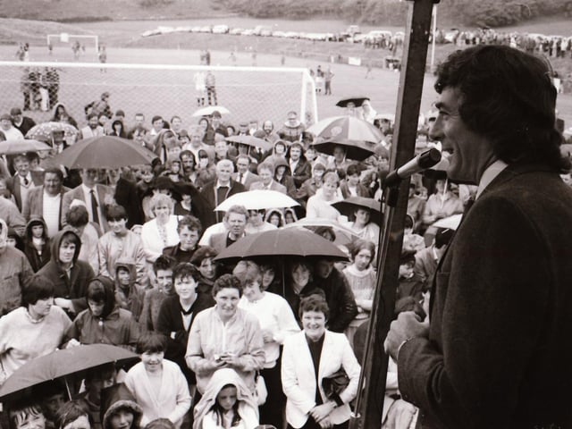Pat Jennings at Culdaff's new pitch.