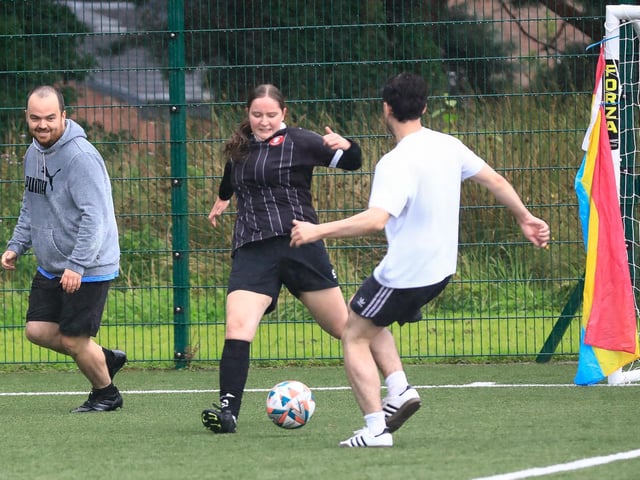 Action from the Foyle Pride Football v Homophobia held in the Waterside Shared Village. (Photo - Tom Heaney, nwpresspics)