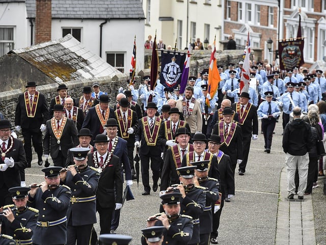 ABOD parade on Derry’s Walls on Saturday morning.  Photo: George Sweeney