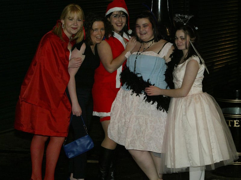 Joan Harkin, Caoimhe Buchanan, Bronagh Ayling, Megan Casey, Ciara Arthur. (0311JB41):20 YEARS ON: Halloween celebrations in Derry in 2003