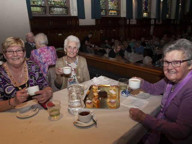 Cup of tea and a chat for Deputy Mayor, Angela Dobbins with Margaret Roberts and Mary Higgins on Wednesday.