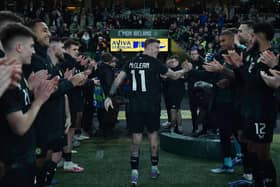 DUBLIN, IRELAND - NOVEMBER 21: James McClean of Republic of Ireland is given a guard of honour by teammates after the International Friendly match between Republic of Ireland and New Zealand at Aviva Stadium on November 21, 2023 in Dublin, Ireland. (Photo by Charles McQuillan/Getty Images)