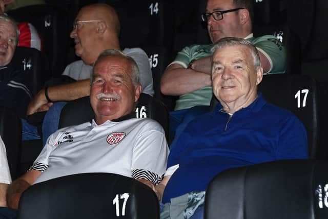 Life long supporters Marty Dunn and 'Nucker' Tierney at the Derry Fans Forum held in the Brunswick Moviebowl on Saturday morning.
