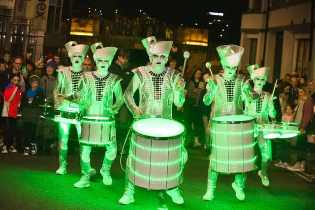 Spark! gathering crowds at Derry Halloween.