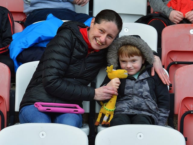 Fans in Celtic Park on Sunday afternoon for Derry's National football League game against Mayo. Photo: George Sweeney