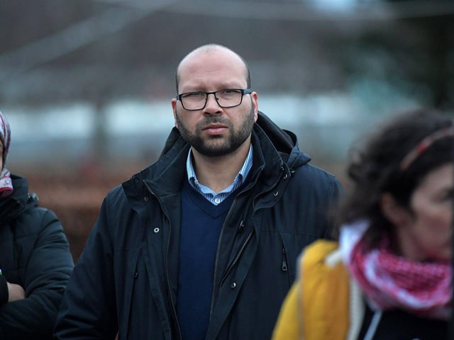 Dr Sameh Hassan, chair of the North West Islamic Association, attended the Holocaust Memorial Day vigil for Gaza, held in the Peace Garden, on Saturday afternoon. Photo: George Sweeney