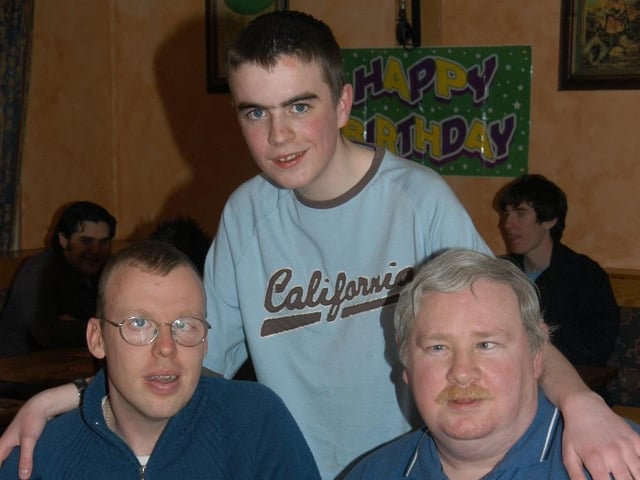 Emmett Dobbins celebrating his 18th birthday 20 years ago.