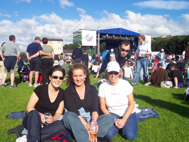 Festival goers and performers at the unforgettable Earth festival at Prehen Playing Fields in August 2002.