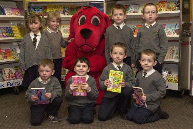 Schoolchildren with their books in Derry.