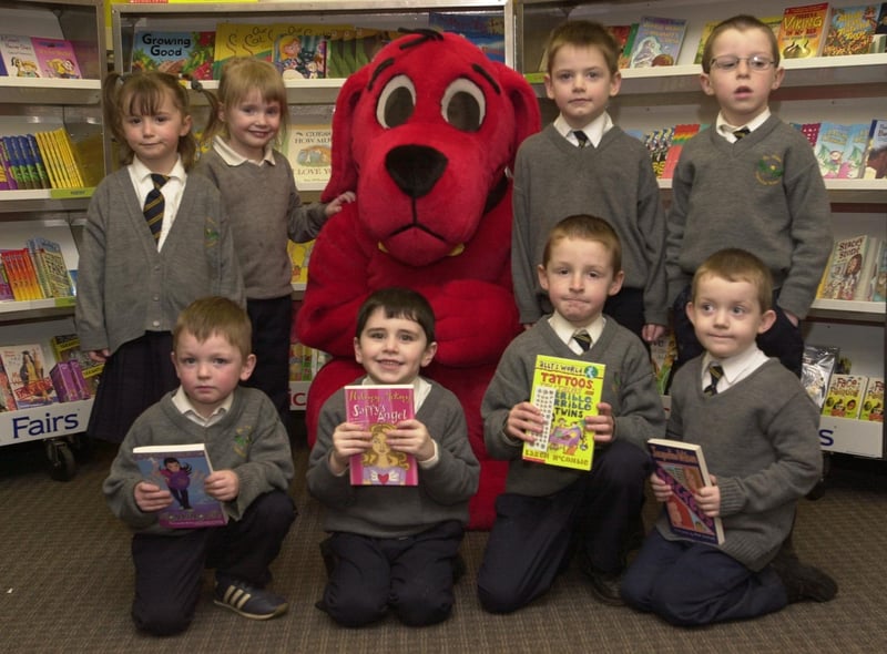 Schoolchildren with their books in Derry.