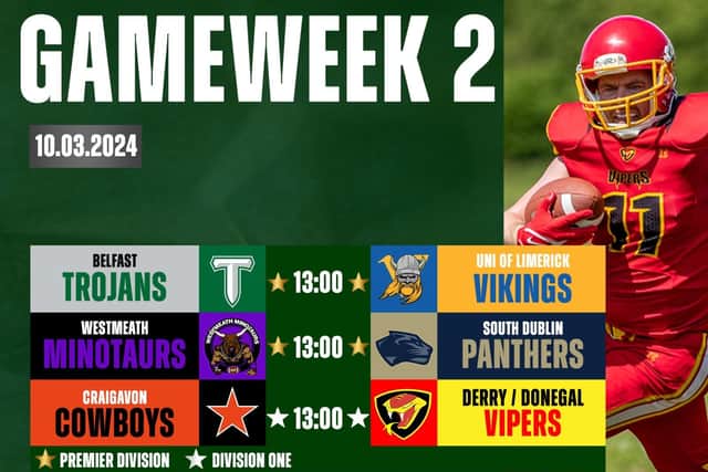 Fixtures for week two in the American Football Ireland season.