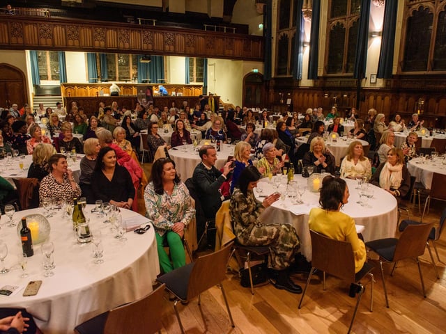 The Mayor Councillor Sandra Duffy hosted an evening to mark International Womens Day in the Guildhall which included a performance by Colmcille Ladies Choir, an address by Mary Keogh and a comical speech by Charmaine O’Donnell compered by Jeananne Craig. Picture Martin McKeown. 08.03.2